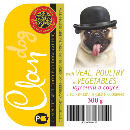 Clan Dog Кусочки в соусе для взрослых собак всех пород (с телятиной, птицей и овощами) – интернет-магазин Ле’Муррр